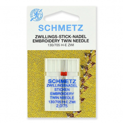 Иглы для бытовых швейных машин Schmetz для вышивки двойные 130/705H-E ZWI №75/2.0, уп.1 игла