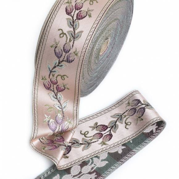 Лента отделочная жаккардовая арт.TBY.WJ6-02шир.60 мм цв.какао уп.25 м