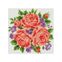 Набор Белоснежка для изготовления картин со стразами на подрамнике арт.БЛ.277-ST-S Розы и фиалки 20х20 см