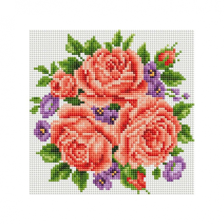 Набор Белоснежка для изготовления картин со стразами на подрамнике арт.БЛ.277-ST-S Розы и фиалки 20х20 см