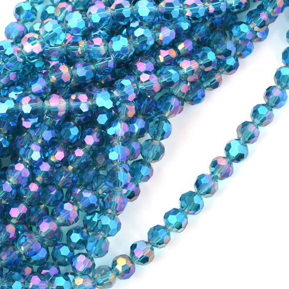 Бусины граненые Рондель (стекло) на нитях арт.TBY-R-2 10мм  цв.91 прозрачный мульти уп.30х72 бусины