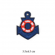 Термоаппликации арт.TBY-2112 Якорь синий-1 3,5х4,5 см 10 шт