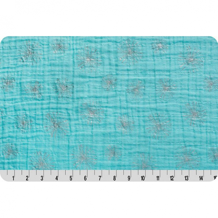Ткань для пэчворка PEPPY Embrace Metallic (марлевка) 120 г/м? 100% хлопок цв.emmmake a wish saltwater, silver уп.100х125 см