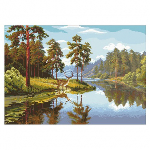 Набор для вышивания мулине НИТЕКС арт.0262 Лесная прохлад 54х38 см