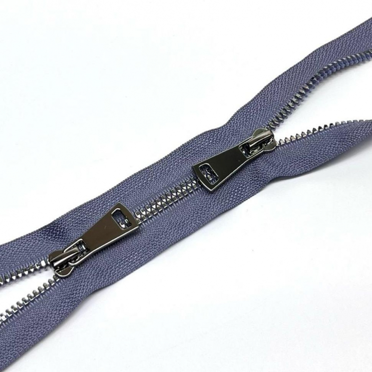 Молния трактор №5 Premium два замка 110см черный никель D319 темно серо фиолет