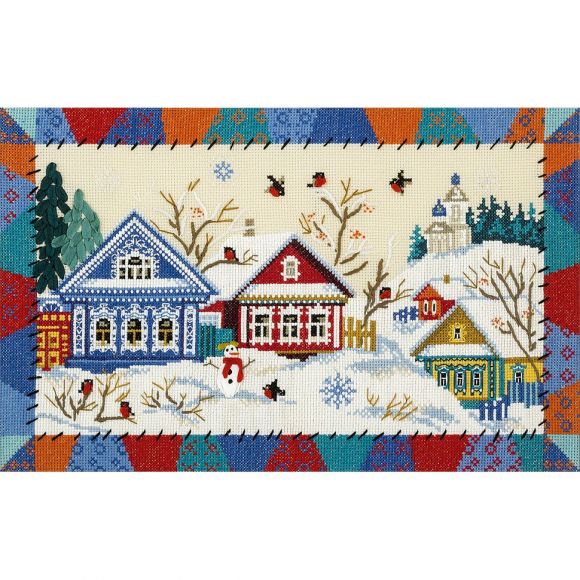 Набор для вышивания PANNA арт. DE-1135 Деревня Снегири 37,5х23,5 см