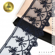 Кружево на жесткой сетке Exclusive арт.TBY 2L476A шир.125мм цв.B4815 т.синий уп.13,71м