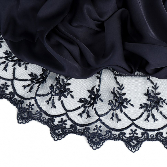 Кружево на жесткой сетке Exclusive арт.TBY 2L476A шир.125мм цв.B4815 т.синий уп.13,71м