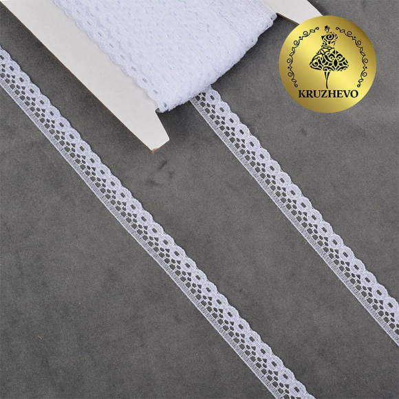 Кружево-трикотаж KRUZHEVO арт.TBY 1665 шир.10мм цв.01 белый, уп.9,14м