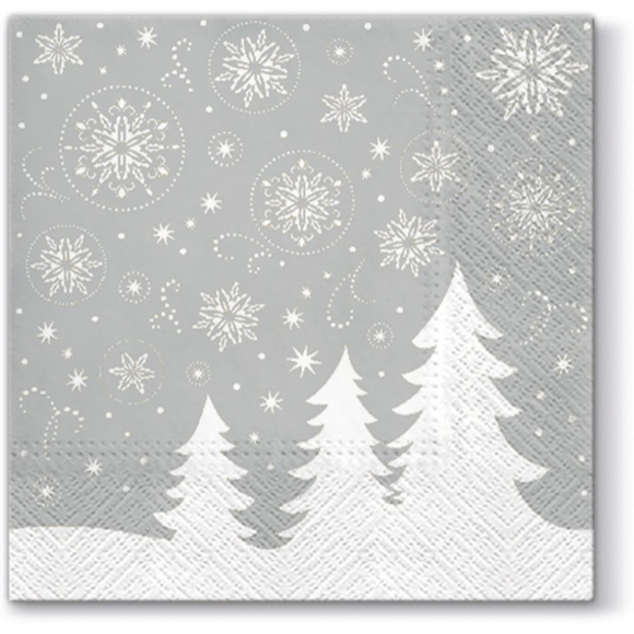 162847_Салфетки трехслойные для декупажа, коллекция "Lunch"  PAW Decor Collection "В сказочном лесу (серебр