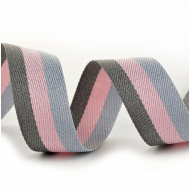 Тесьма киперная металлизированная 28мм 90424 цв.1576 серый, розовый, светло-серый уп.20м