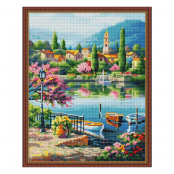 Картина мозаикой с нанесенной рамкой Molly арт.KC0002 Набережная Италии (36 цветов) 40х50 см
