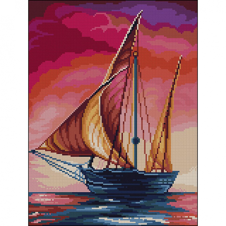 Кристальная мозаика на холсте ФРЕЯ арт.ALVK-100 Розовый закат 40х30 см