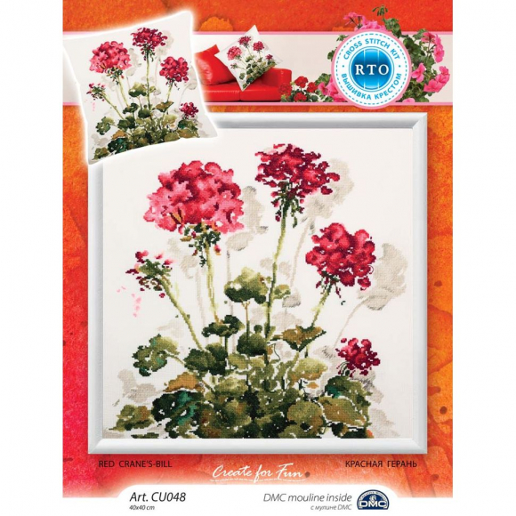 Набор для вышивания РТО арт.CU048 Красная герань 40х40 см Набор для вышивания РТО арт.CU048 Красная герань 40х40 см