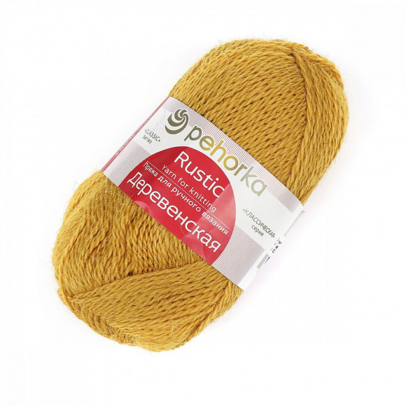 Пряжа для вязания ПЕХ Деревенская (100% полугрубая шерсть) 10х100г/250м цв.447 горчица