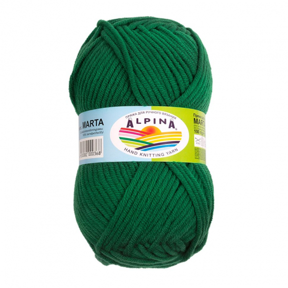 Пряжа ALPINA MARTA (100% тактифил) 5х100г/120м цв.007 зеленый