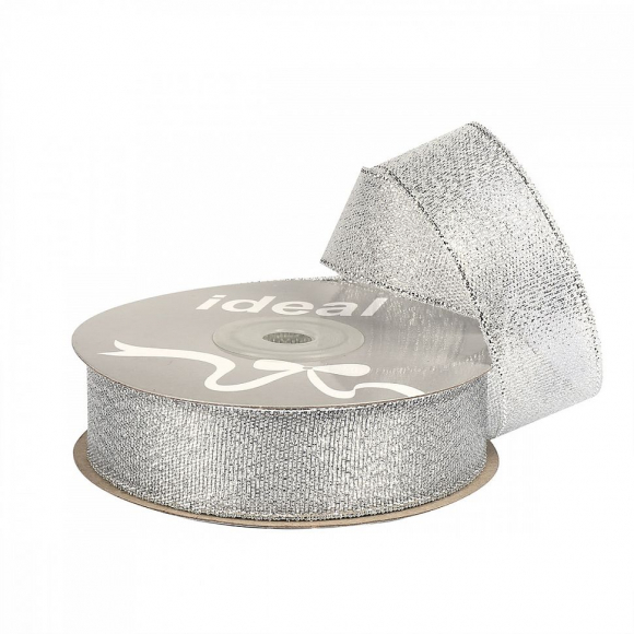 Лента IDEAL с люрексом арт.ТВ-ЛЮР шир. 25мм цв.серебро уп.22,85 м