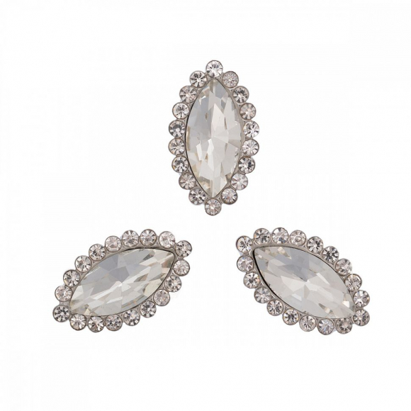 Стразы пришивные в цапах стекло TBY арт.MS.01.W цв.белый 11х20 мм, уп. 50шт