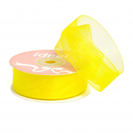 Лента капрон (органза) IDEAL шир.25мм цв.1004 желтый уп.27,4 м