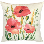 Набор для вышивания PANNA арт. PD-7337 Подушка. Алые маки 35х35 см