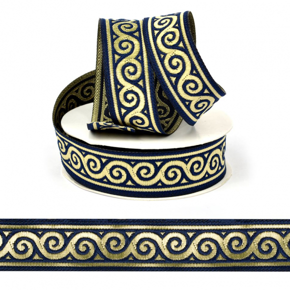 Лента (тесьма) жаккардовая арт.VB.101227 шир. 22мм цв.темный синий уп.10 м