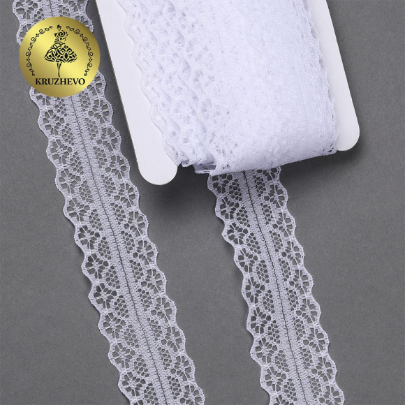 Кружево-трикотаж KRUZHEVO арт.TBY 1659-1 шир.30мм цв.01 белый, уп.27,4м