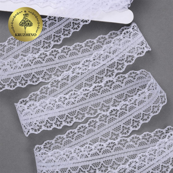 Кружево-трикотаж KRUZHEVO арт.TBY 1659-1 шир.30мм цв.01 белый, уп.27,4м