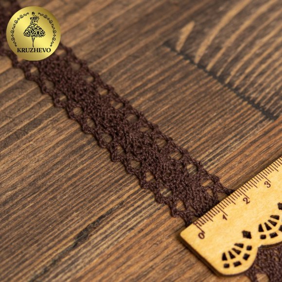 Тесьма вязаная KRUZHEVO 20мм TBY-6307-1 цв.27 коричневый уп.10м