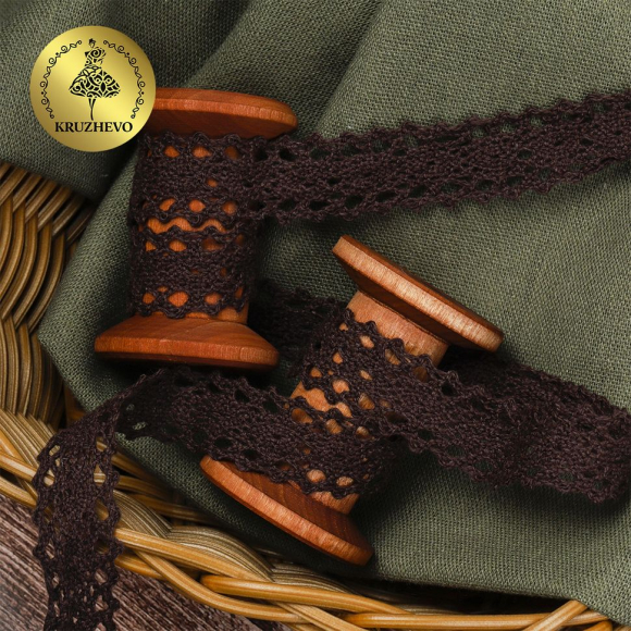 Тесьма вязаная KRUZHEVO 20мм TBY-6307-1 цв.27 коричневый уп.10м