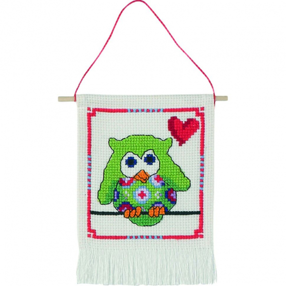 Набор для вышивания PERMIN арт.13-4842 Зелёная сова 15х21 см Набор для вышивания PERMIN арт.13-4842 Зелёная сова 15х21 см