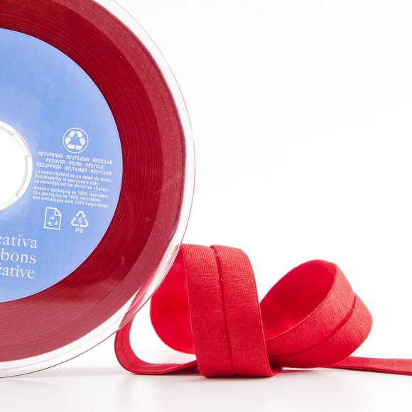 Косая бейка хлопок, 20 мм, 20 м, цвет 14, красный