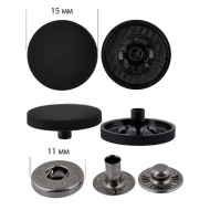 Кнопка установочная TBY.B-15.633 15мм цв. черная резина уп. 100шт