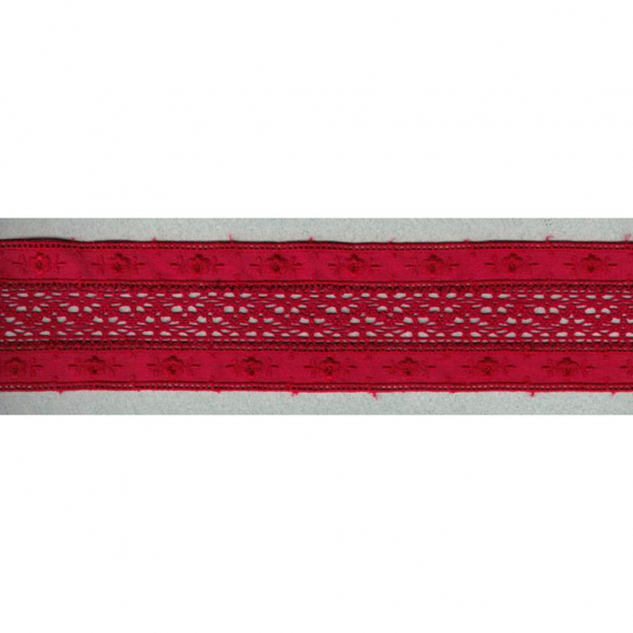 93285_Шитьё с мерсеризованным кружевом, 50 мм, цвет бордово-красный