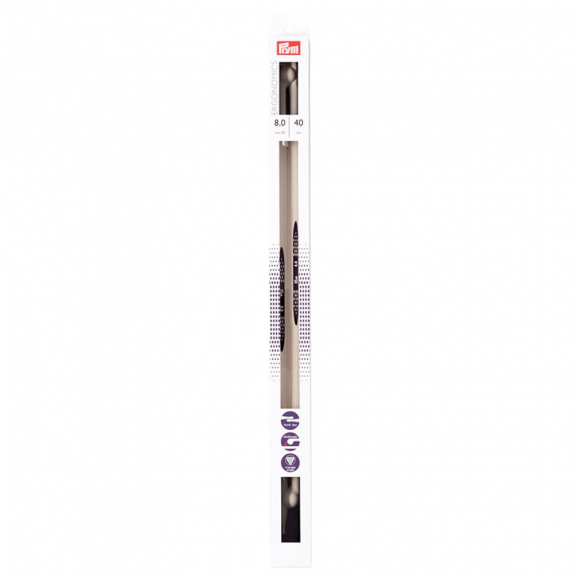 190411 PRYM Спицы прямые для вязания Prym ergonomics 40см 8мм high-tech полимер уп.2шт