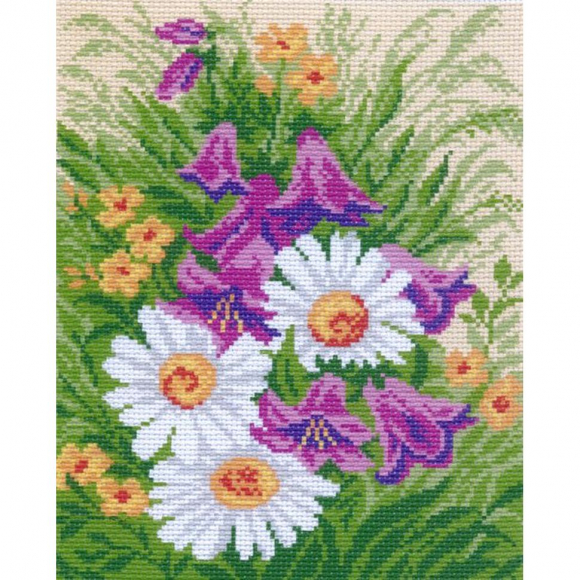 Рисунок на канве МАТРЕНИН ПОСАД арт.28х37 - 0768-1 Ромашки и колокольчики