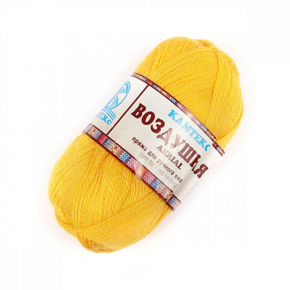 Пряжа для вязания КАМТ Воздушная (25% меринос, 25% шерсть, 50% акрил) 5х100г/370м цв.104 желтый