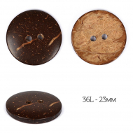 Пуговицы кокос TBY-107768 цв.натуральный 36L-23мм, 2 прокола, 50 шт