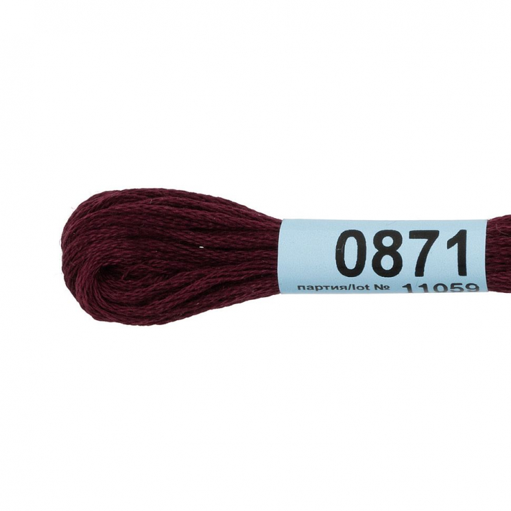 Нитки для вышивания Gamma мулине (0820-3070) 100% хлопок 24 x 8 м цв.0871 т.бордовый