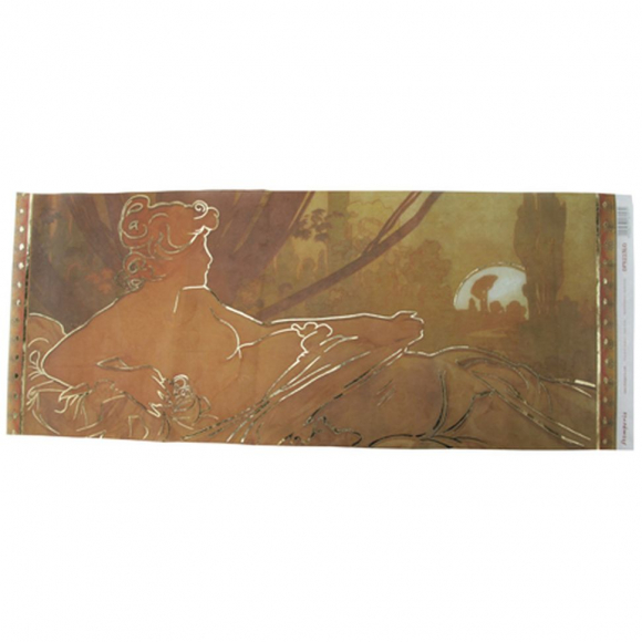 71046_Бумага рисовая с контурным золочением "Закат"