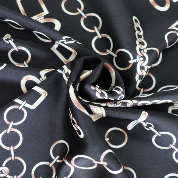 Ткань шелк Армани 90г/м? 97% полиэстер, 3% спандекс шир.145см арт.Р.18555.02 цв.02 черный рул.30м