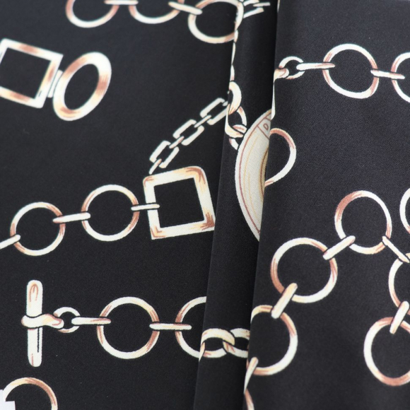 Ткань шелк Армани 90г/м? 97% полиэстер, 3% спандекс шир.145см арт.Р.18555.02 цв.02 черный рул.30м