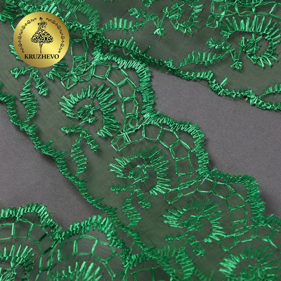 Кружево капрон KRUZHEVO арт.TBS.30010 шир.45мм цв.019 (227) зеленый уп.9,14м