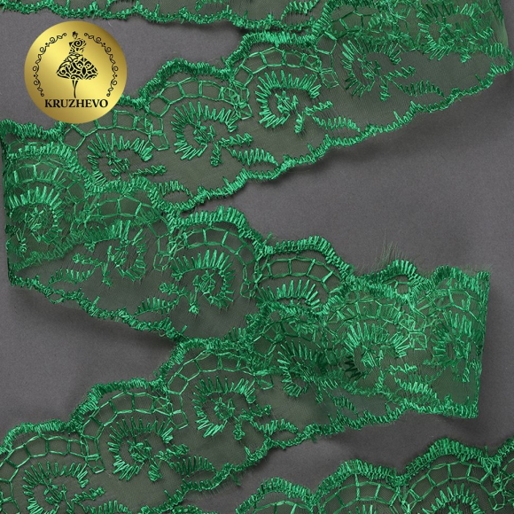 Кружево капрон KRUZHEVO арт.TBS.30010 шир.45мм цв.019 (227) зеленый уп.9,14м