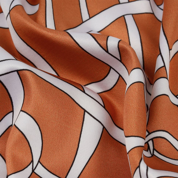 Ткань шелк Армани креп 90 г/м? 97% полиэстер, 3% лайкра шир.148 см арт.T.0549.5 цв.05 оранжевый рул.25м