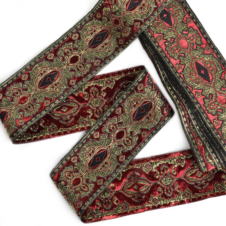 Лента отделочная жаккардовая арт.TBY.1903-1 шир.50 мм цв. красный уп.8,6 м