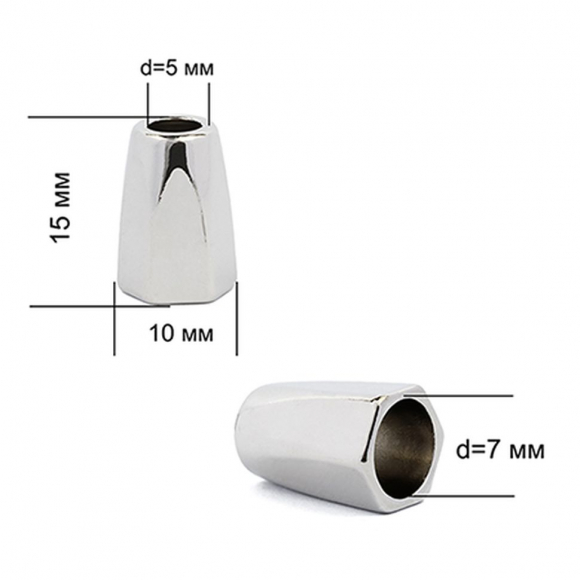 Наконечник для шнура металл TBY OR.0305-5344 (14.85х9.45мм) цв. никель уп. 100шт Наконечник для шнура металл TBY OR.0305-5344 (14.85х9.45мм) цв. никель уп. 100шт