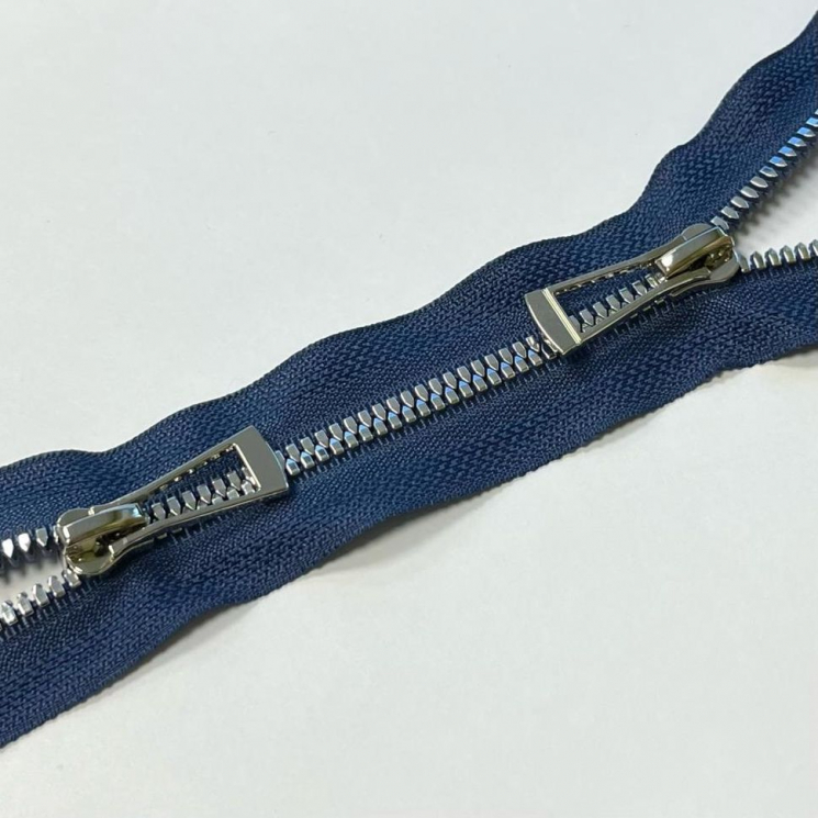 Молния трактор №5 Premium два замка 110см никель D117 синий