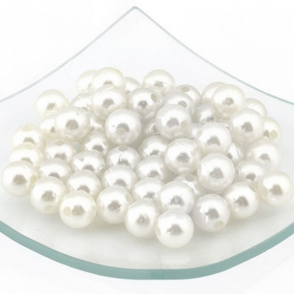 Бусины MAGIC 4 HOBBY круглые перламутр 12мм цв.H01 белый уп.500г (530шт)