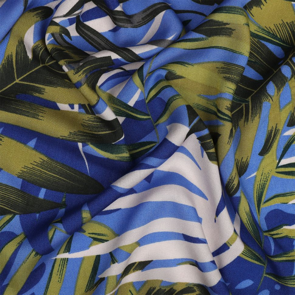 Ткань Штапель  TBY Vi-45320-c2 плот 110г/м2 100% вискоза шир. 145 см цв.с2 листья уп.5м