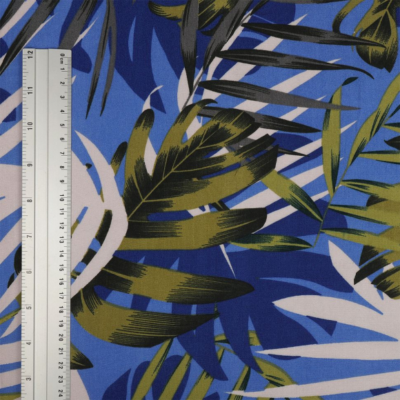 Ткань Штапель  TBY Vi-45320-c2 плот 110г/м2 100% вискоза шир. 145 см цв.с2 листья уп.5м